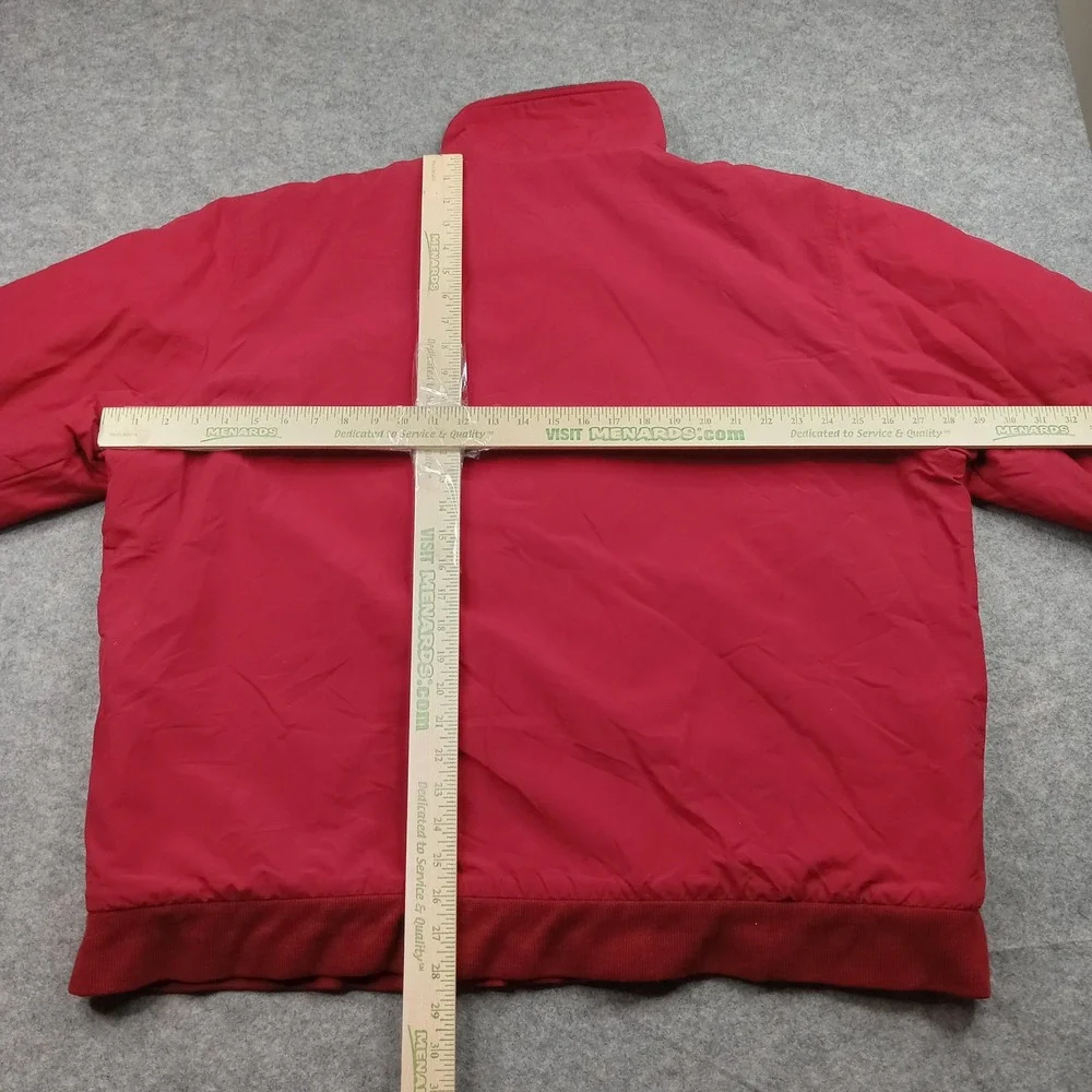 LL‎ Bean Jacket Mens 2XL Red Fleece Lined Insulated Bomber Stand Collar Full Zip